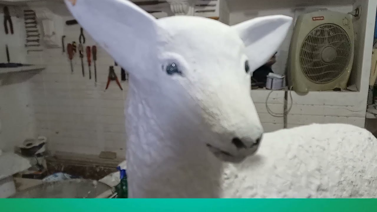 نحت الجبس  . نحت خروف بالاسمنت والجبس .. gypsum sculpture