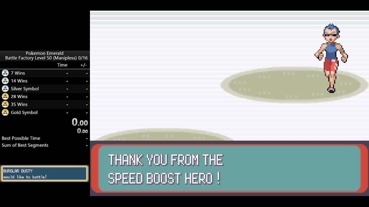 Pokémon Emerald Battle Factory Silver Print Lvl 50 Speedrun in 49:39
