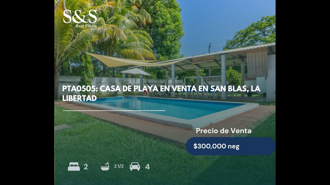 PTA0505. Casa de Playa en Venta en San Blas, La Libertad