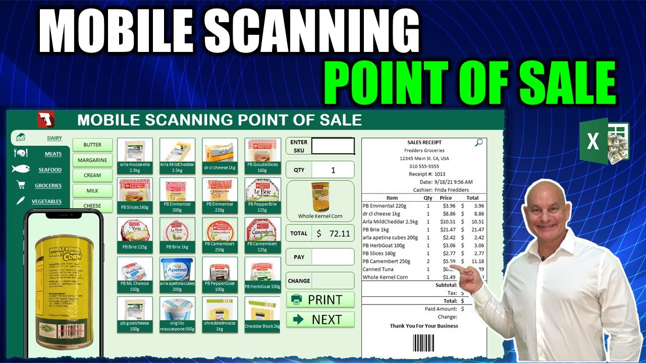 Smartphone Barcode Scanner Integrated With Excel POS System
