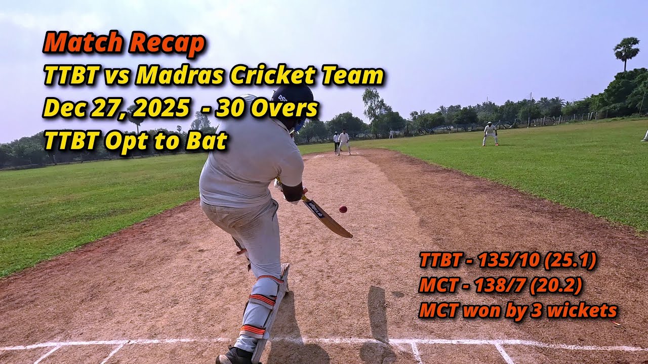 TTBT vs Madras Cricket Team🏏 | Match Recap | Dec 27, 2025