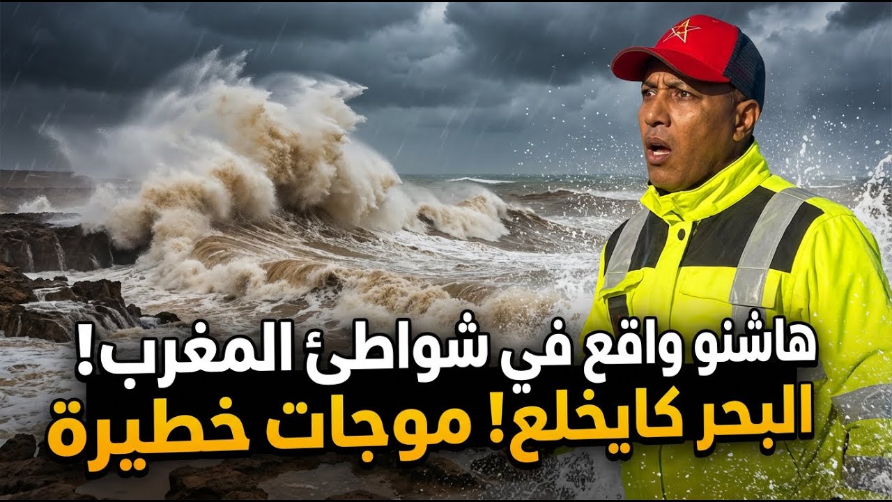 ياربي السلامة..😱عواصف وامواج عاتية بحرية تضرب الان السواحل المغربية شاهد هيجان البحر