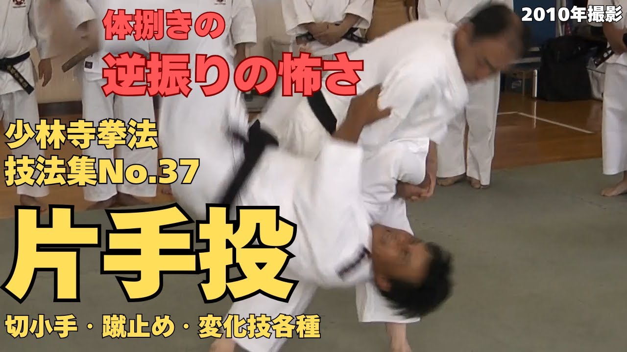 vol.62【少林寺拳法　Shorinji Kempo　徳島】師　藤田武夫先生　技法集　No.37　片手投・切小手・蹴止め・耳投・片胸落から腕逆捕への変化・護身術の一例　2010年撮影