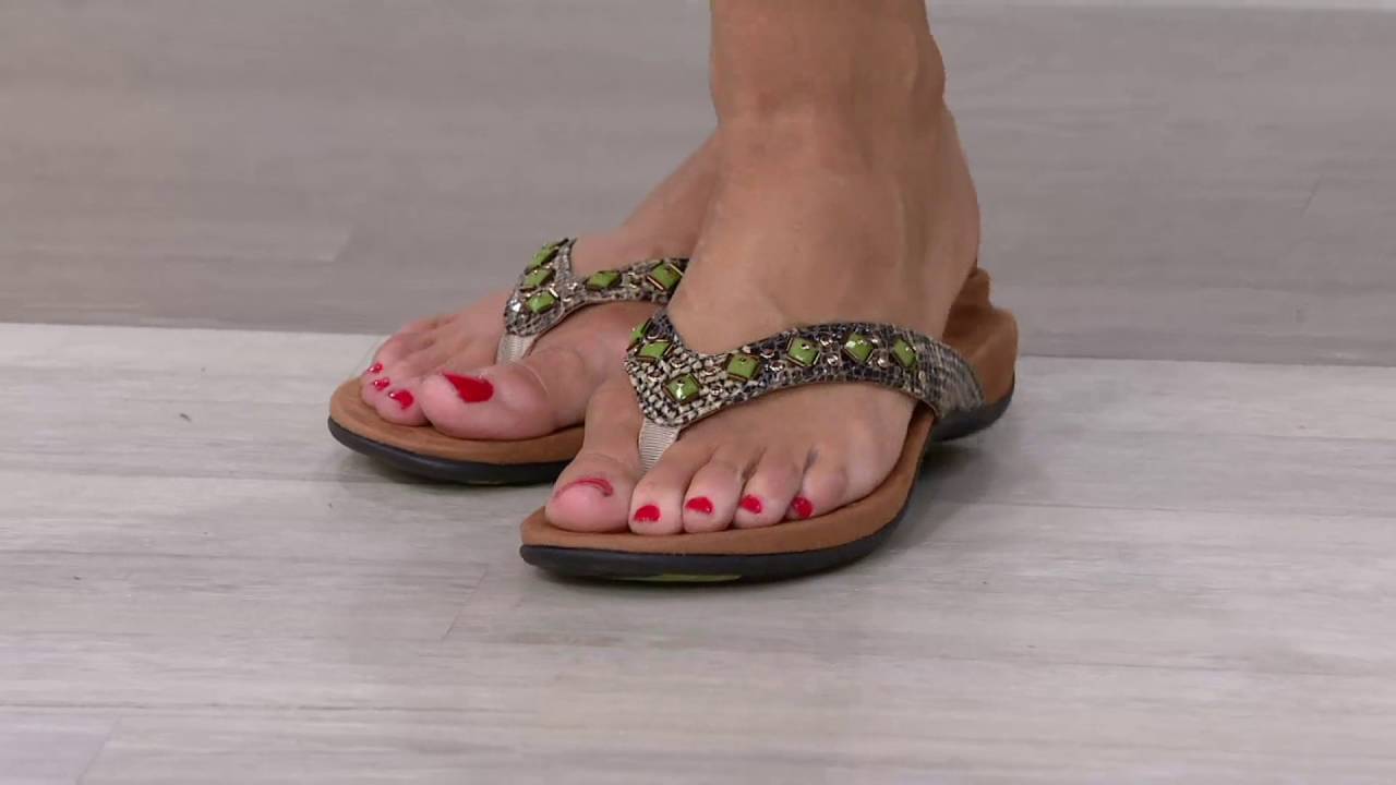 Vionic w/ Orthaheel Embellished Thong Sandals - Floriana on QVC