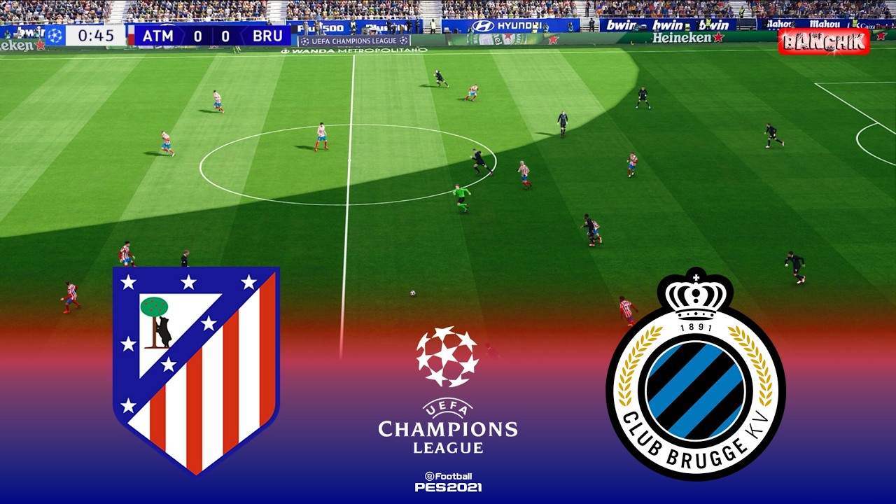 🔴Atletico Madrid vs Club Brugge - UEFA Champions League 2026 | Pes 21 Simulation Gameplay