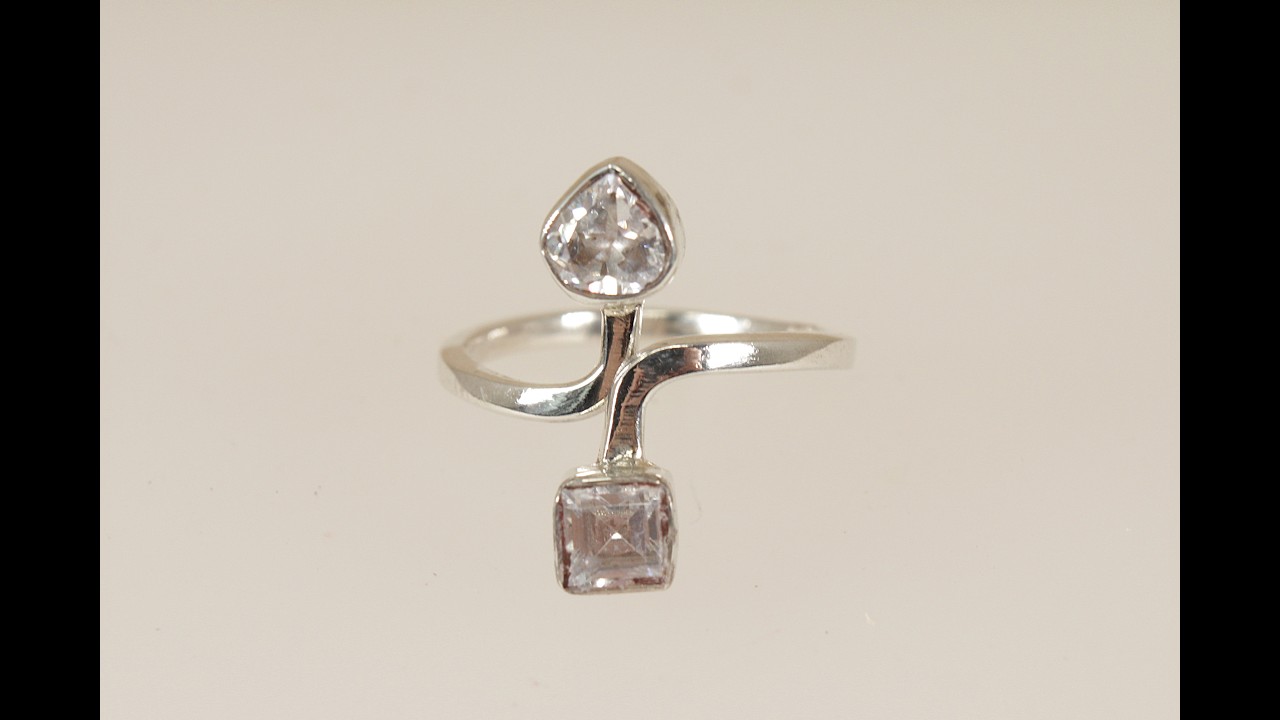 Silver Crystal Duo Ring       #5028