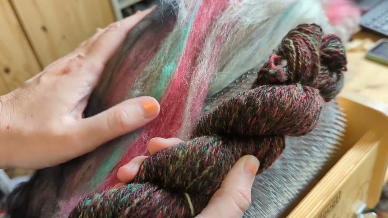 Sit and Spin 2023: Episode 03, Blending wool and silk on a drum carder for 3ply sock yarn