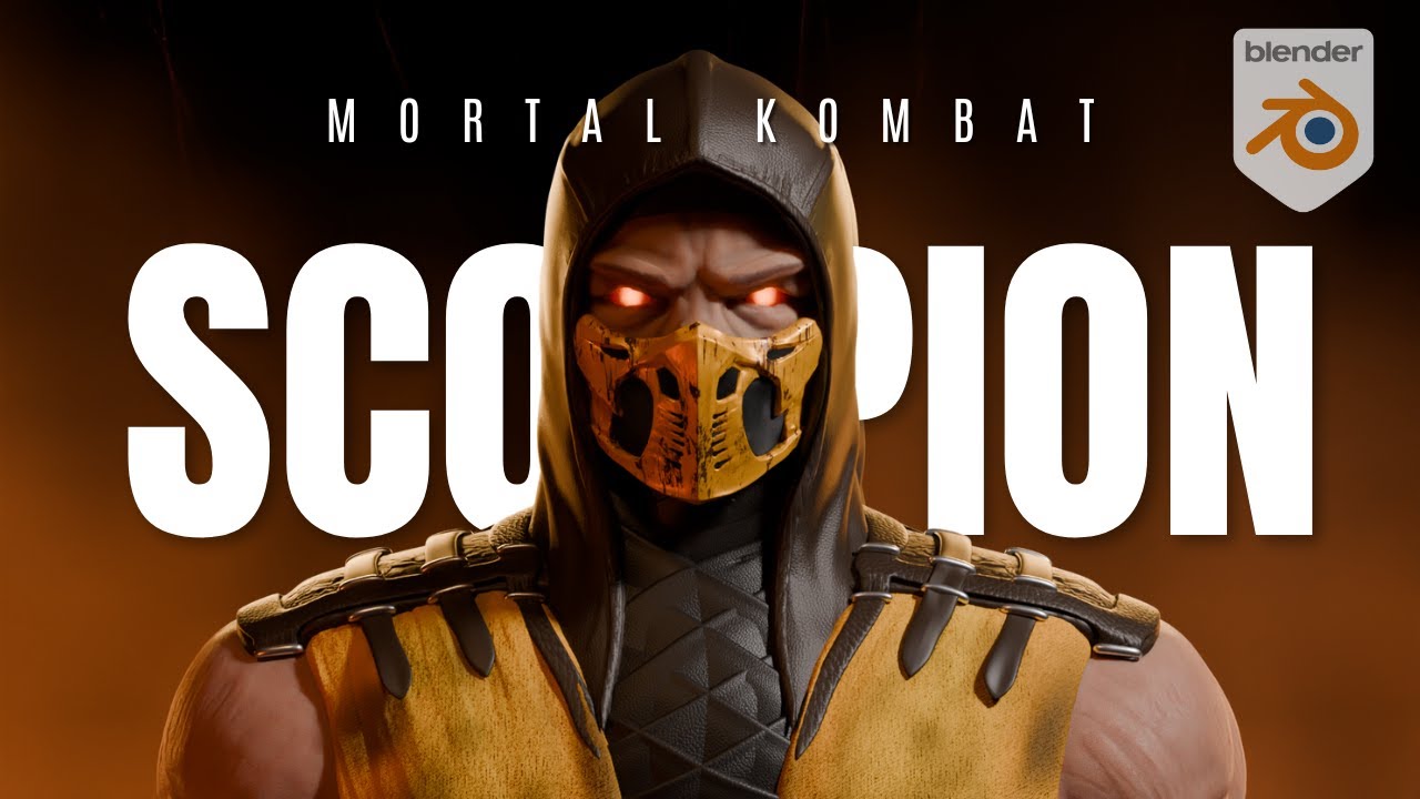 How to sculp MORTAL KOMBAT character in Blender 3D (Time lapse) - SCORPION  -  Sculpting