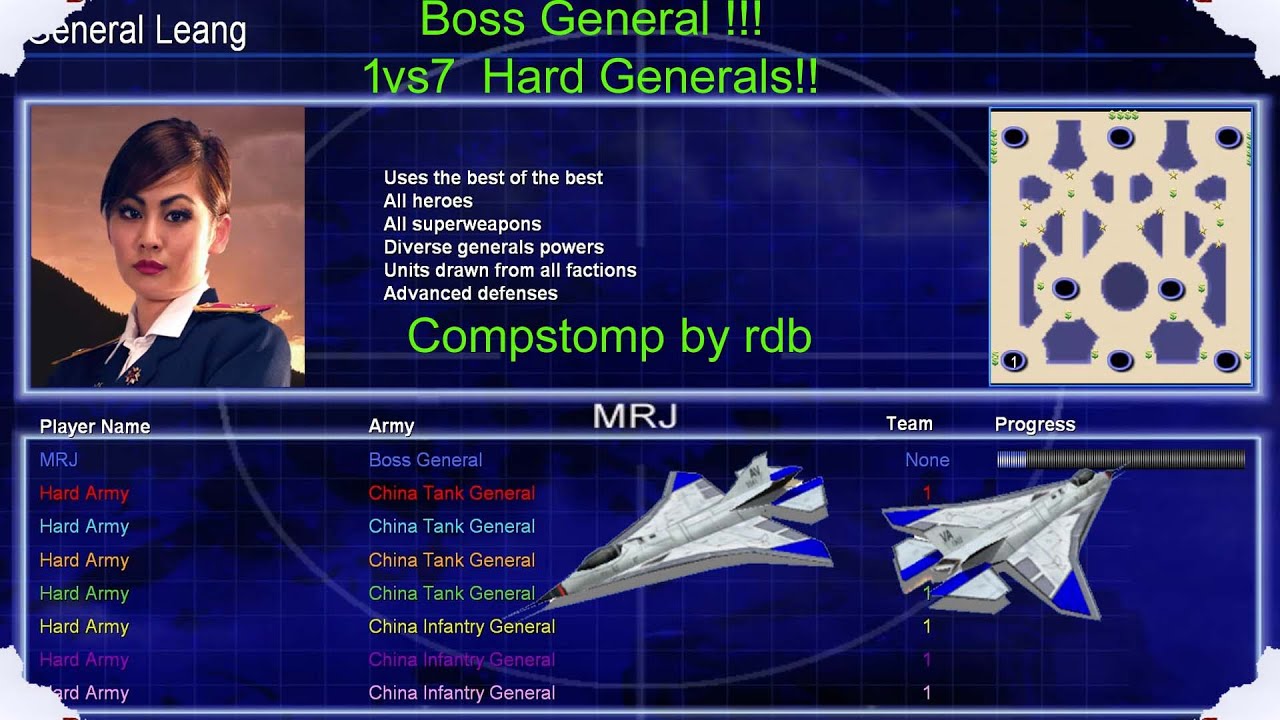 Boss General 1 vs 7 Hard Generals. (Compstomp by rdb)