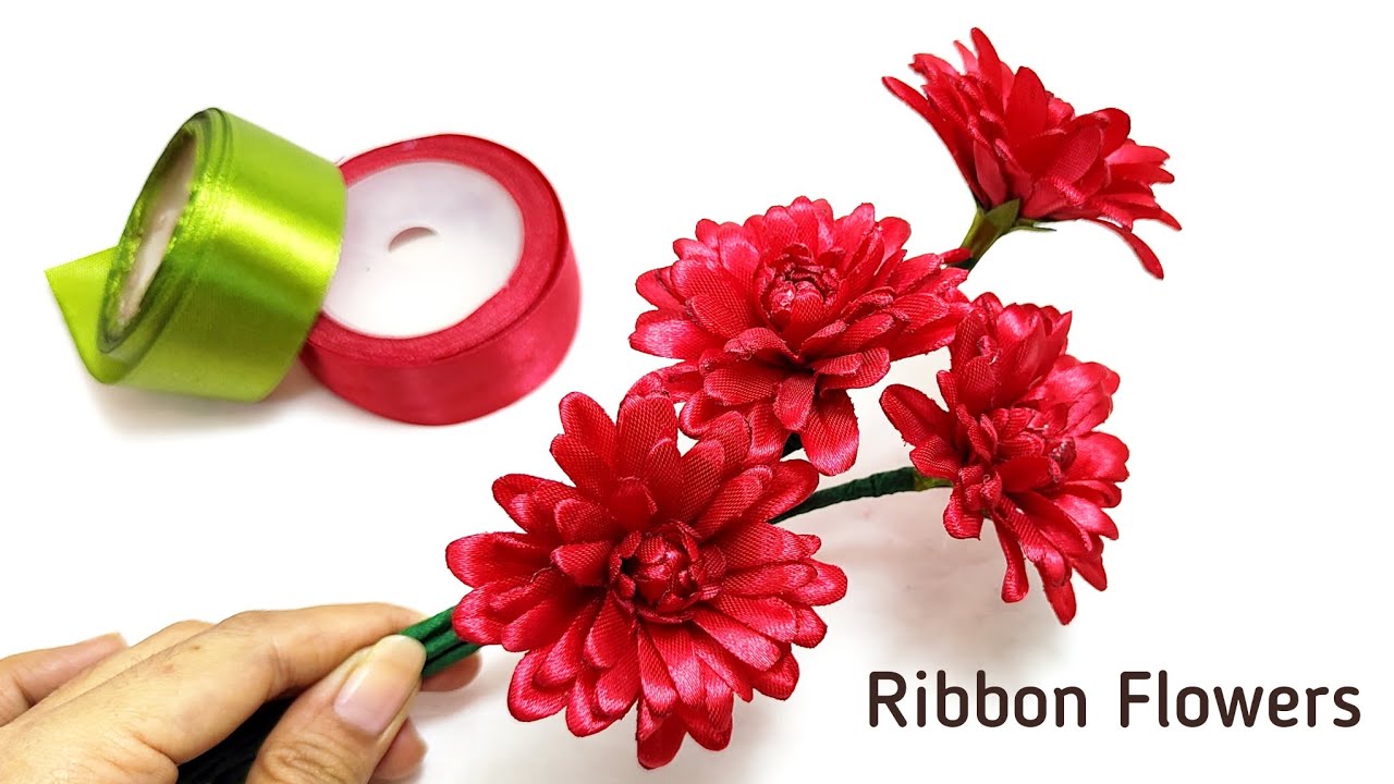 DIY Chrysanthemum tutorial/how to make satin ribbon flower Easily
