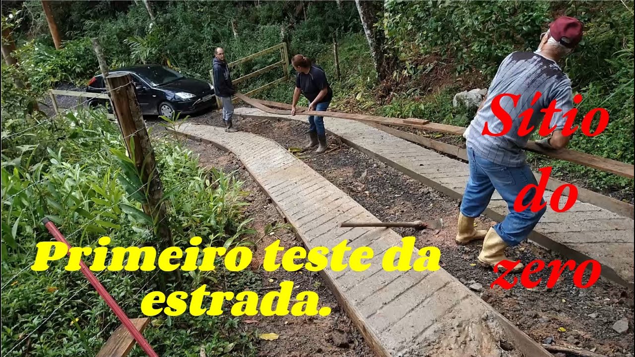Preparando estrada para o mutirão e primeiro teste com carro!