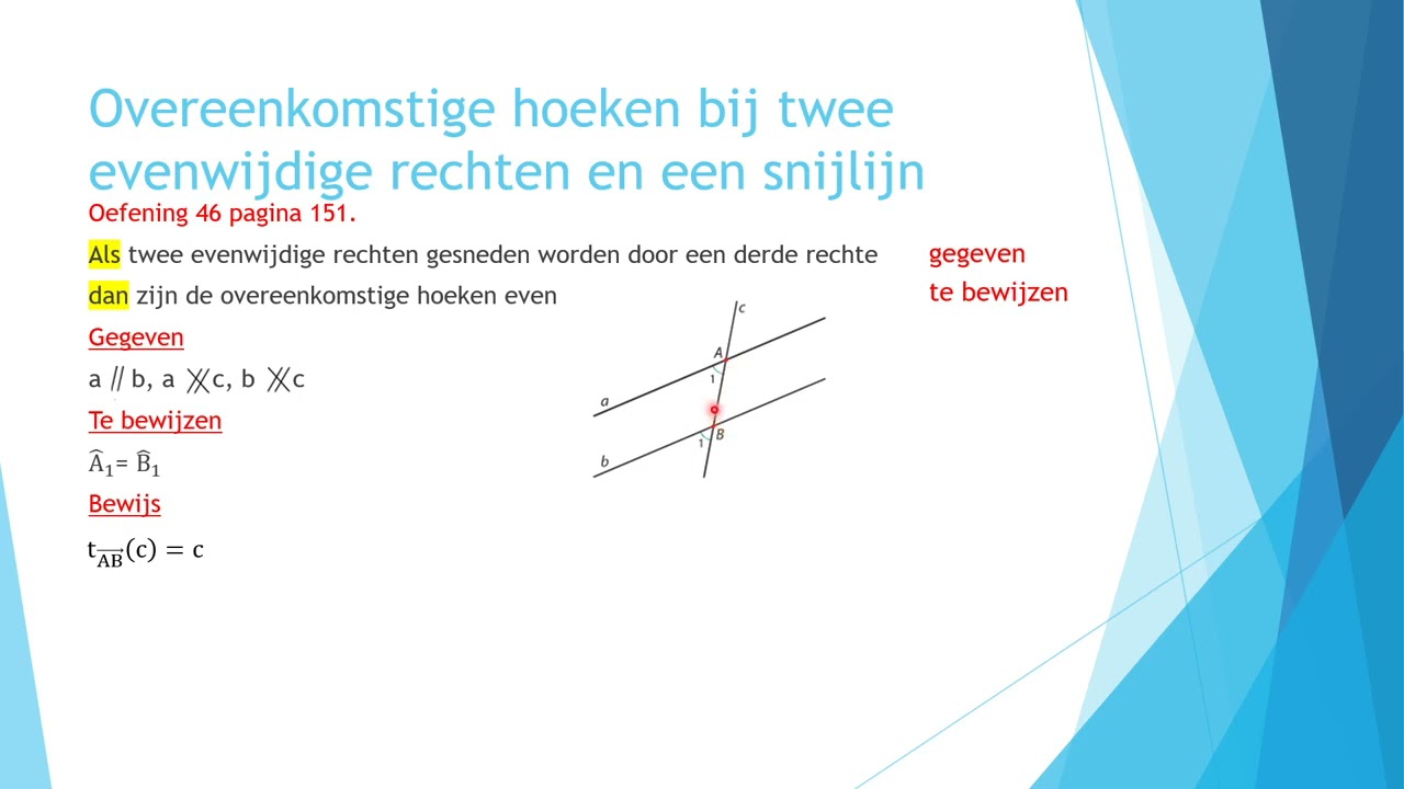 Wiskunde videoles 68 - M14: Bewijs oef  46 pagina 151