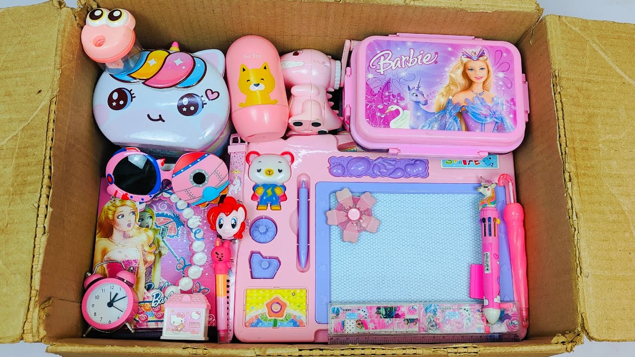 New Pink Stationery Collection for Girls 🥰 Geometry Box, Pen, PiggyBank, Dairy, Eraser, Highlighter,