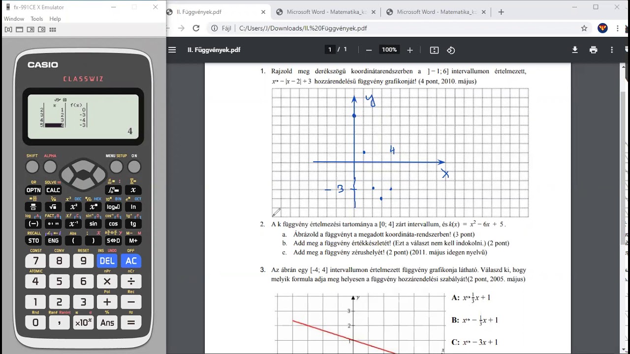 Érettségi gyorstalpaló számológép használatából-fx-991CE X számológép II. Függvények