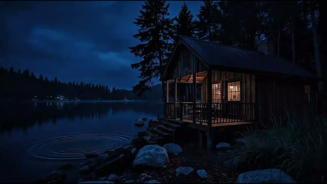 Cozy Lakeside Cabin in the Rain Soft Rain on Water Sounds for Sleep & Relaxation (Sloth’s Sanctuary)
