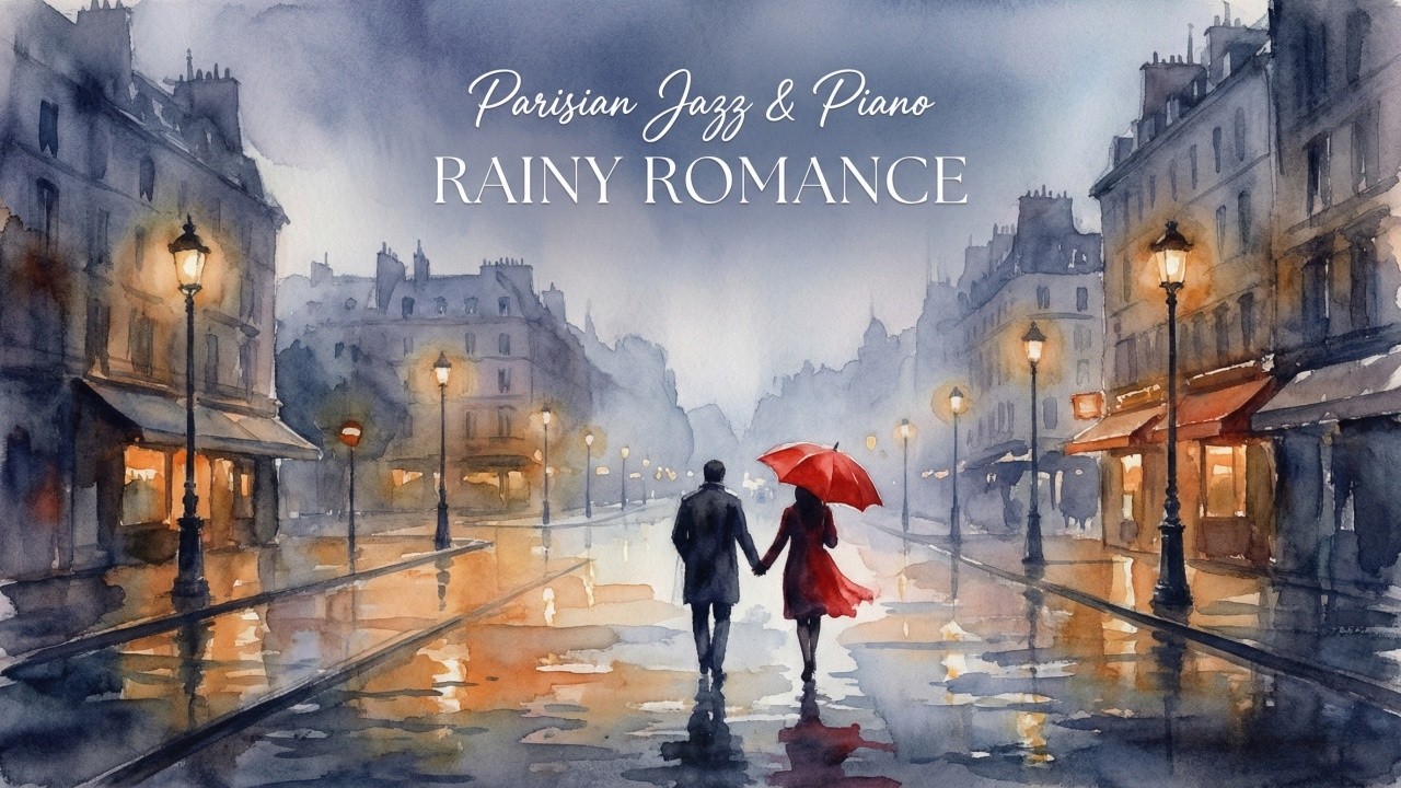 RAINY ROMANCE ☔ Paris Jazz & Piano — Relaxing Rainy Day Playlist | Evening Walk in the Rain