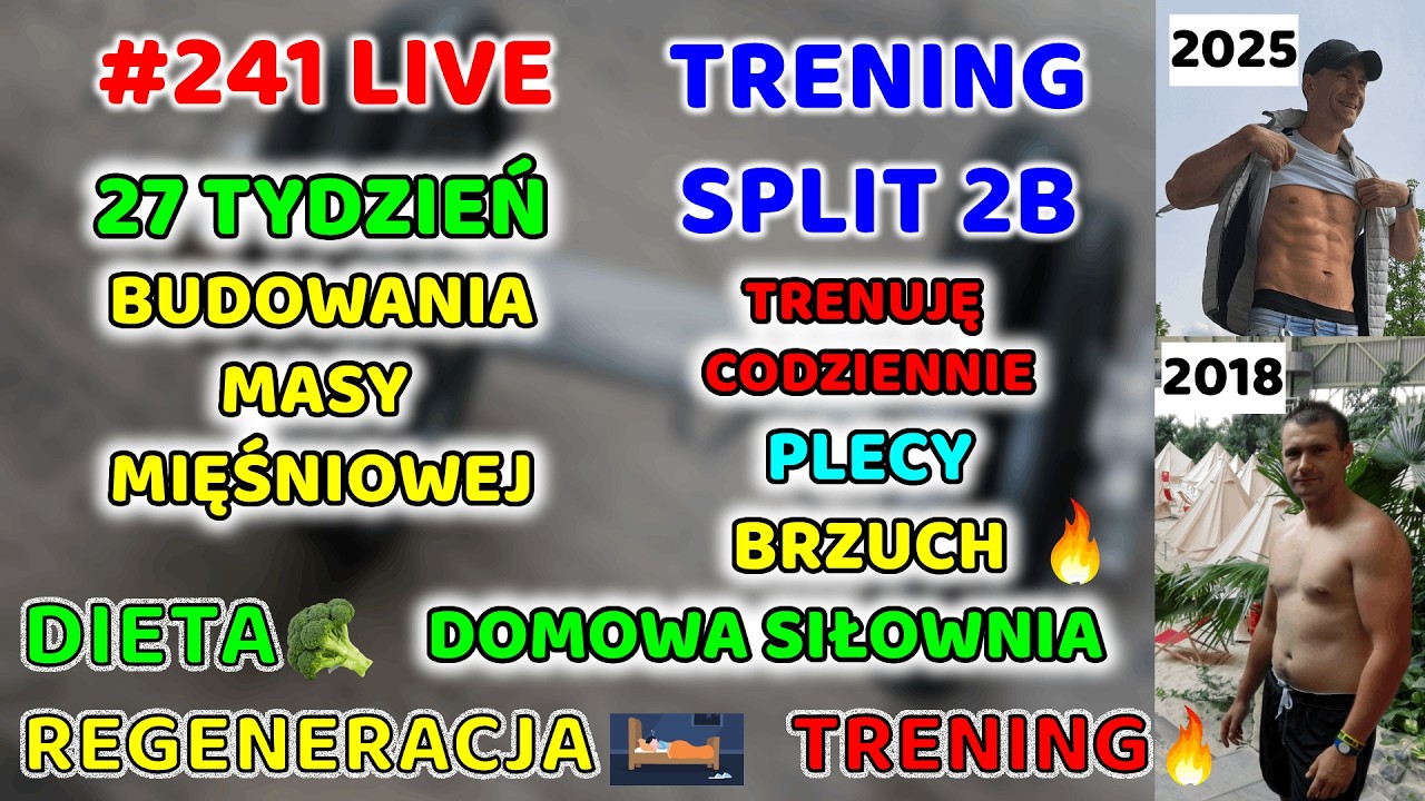 #241 LIVE🔥💪🏼🏋🏼W treningu PLECY - BRZUCH l Trening SPLIT 2B #budowaniemięśni #sprawność #zdrowie