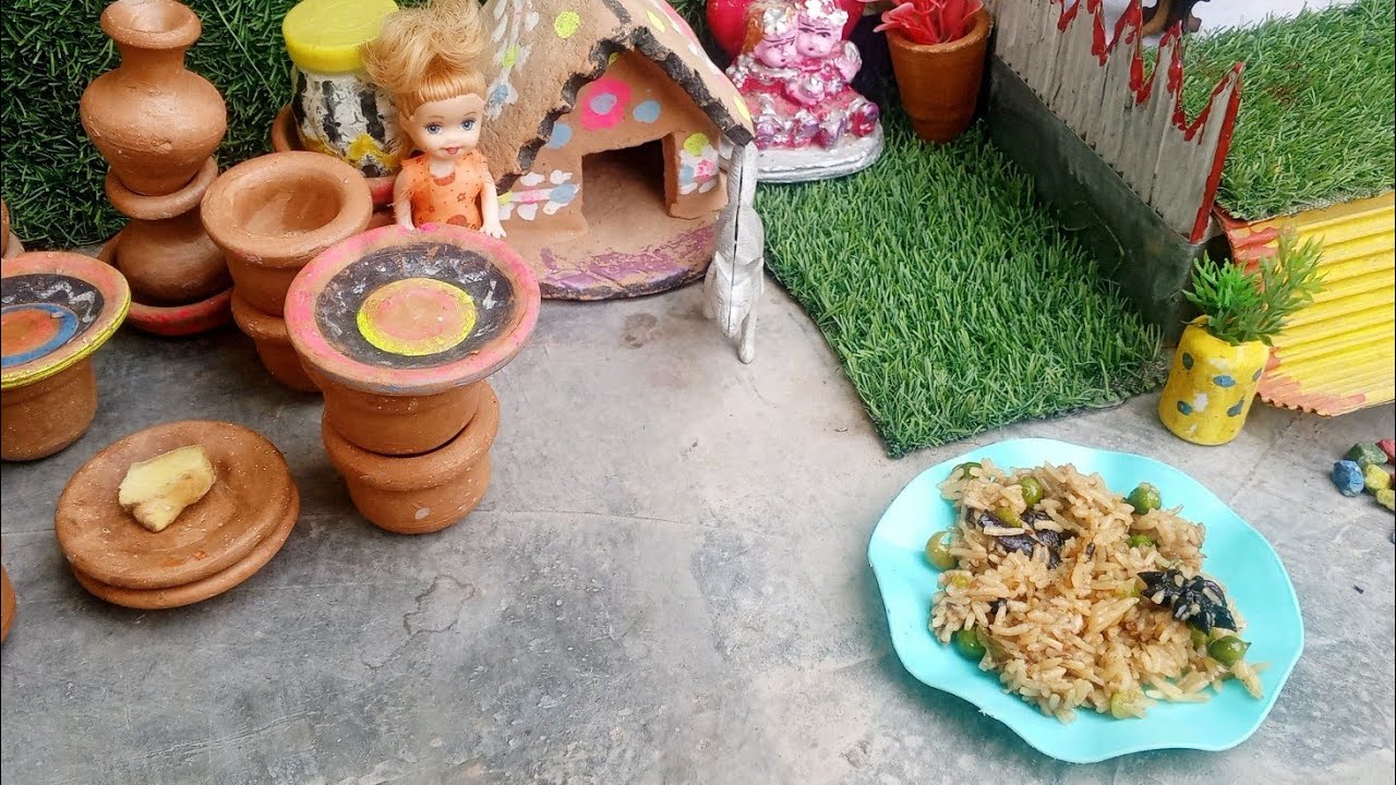 Mini Matar Rice Pulaao Tiny Rice Matar/ Testy Rice Matar Miniature Recipe/