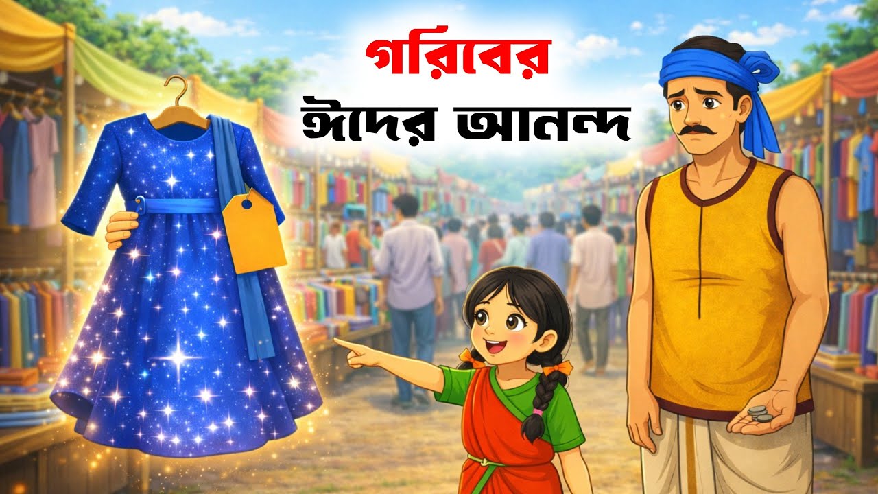 গরিবের ঈদের আনন্দ | মেয়ের নীল জামার স্বপ্ন পূরণের গল্প | Bangla Cartoon