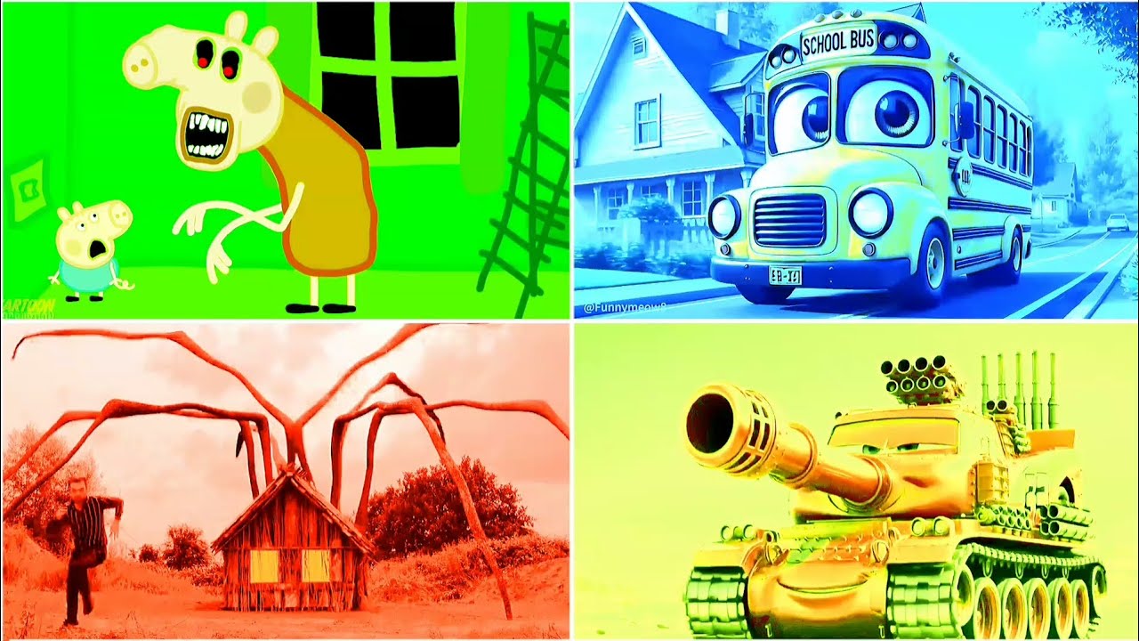 PEPPA PIG EXE 🆚 SCHOOL BUS EATER 🆚 HOUSE HEAD 🆚 MCQUEEN TANK - COFFIN DANCE SONG | TILES HOP 