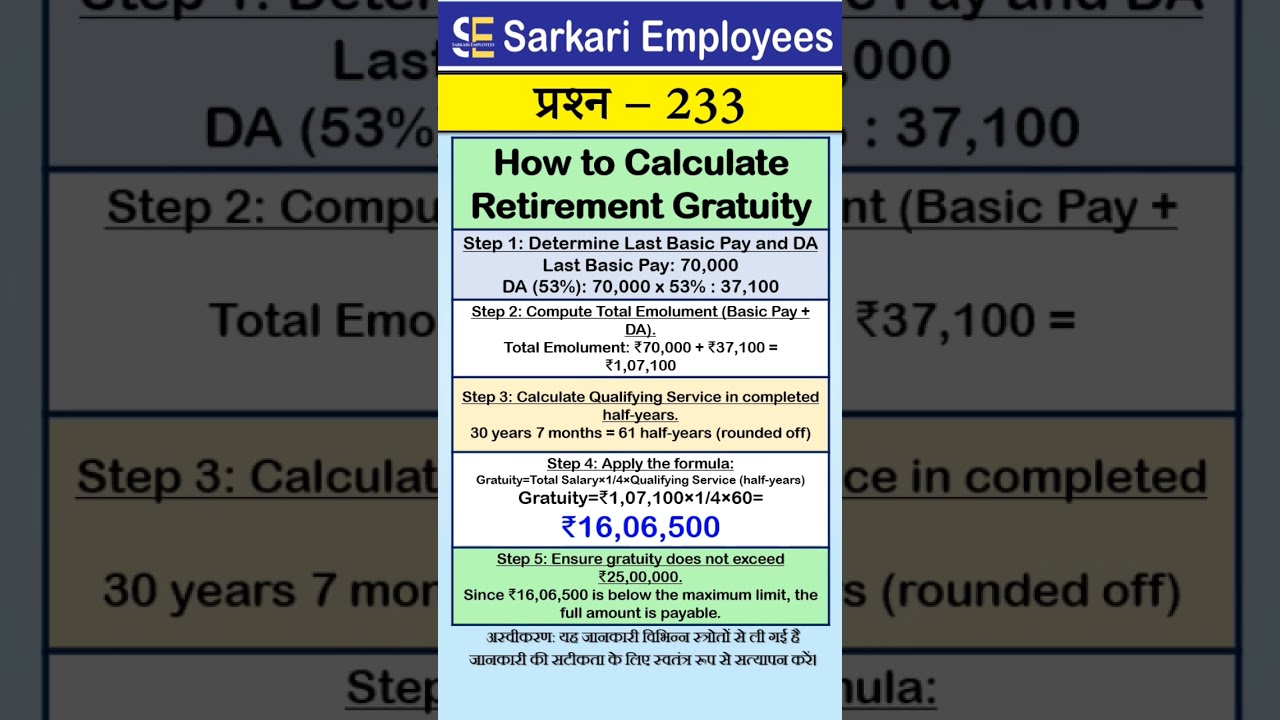 233 - How to calculate retirement gratuity