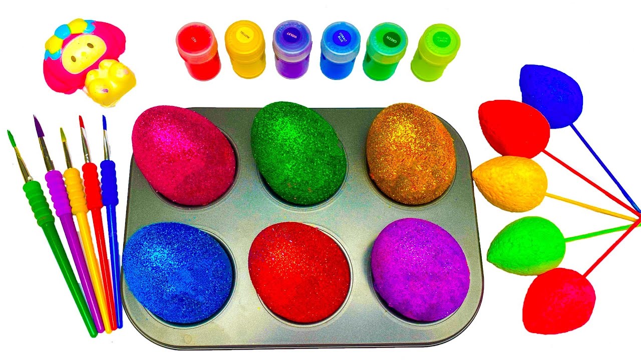 Satisfying Video | How to Make Rainbow Mixing Glitter Candy in SHAPES SLIME Lollipop Cutting ASMR