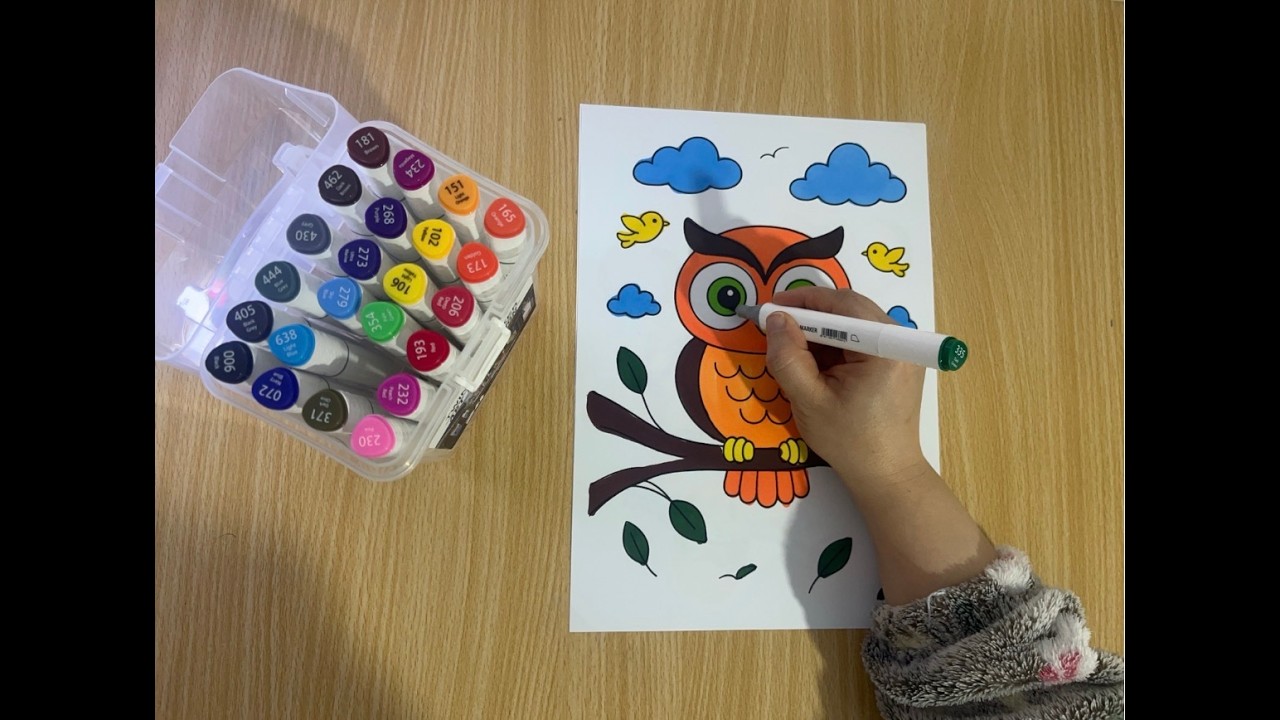 Cute Owl Coloring 🦉✨ | relaxing marker coloring