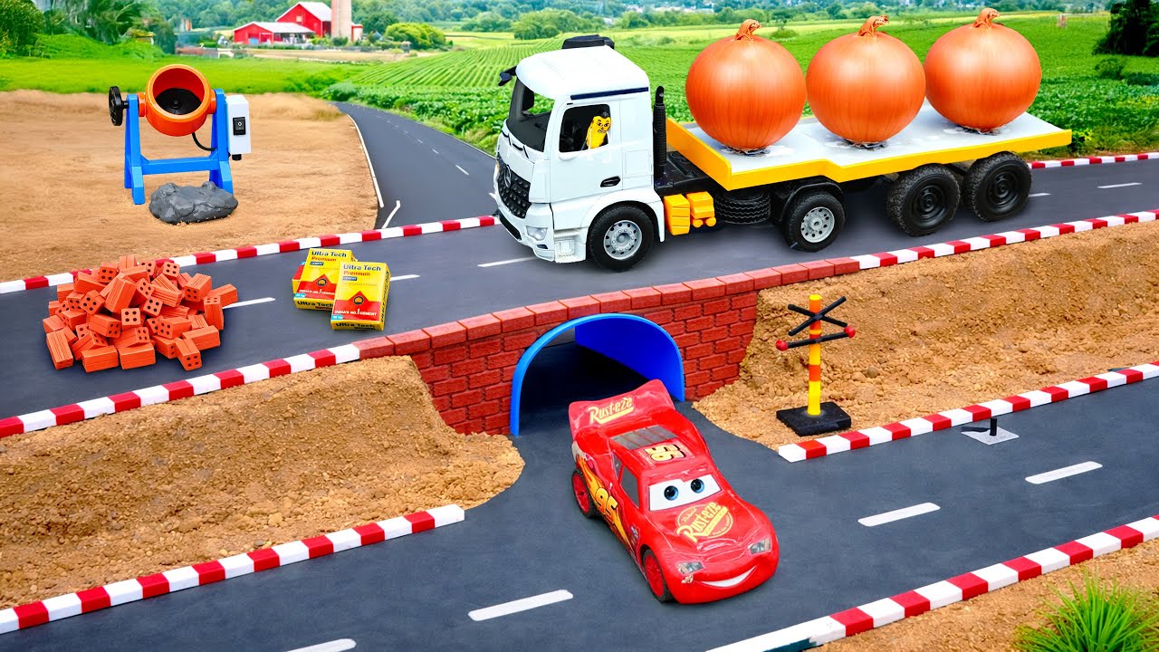 DIY Mini Tractor Builds a Real Tunnel Highway | RC Truck & Concrete Construction