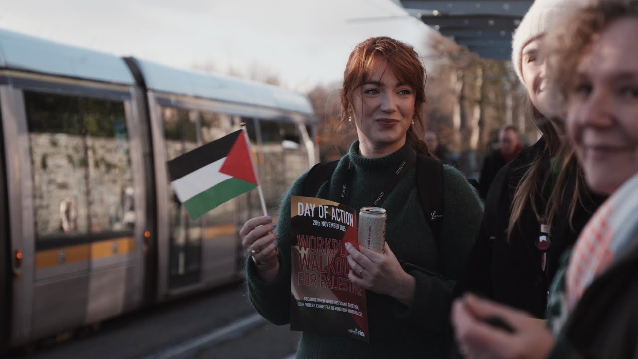 “Just Keep It Going” | Fórsa Workers Bring ICTU Day of Action On Palestine to Life
