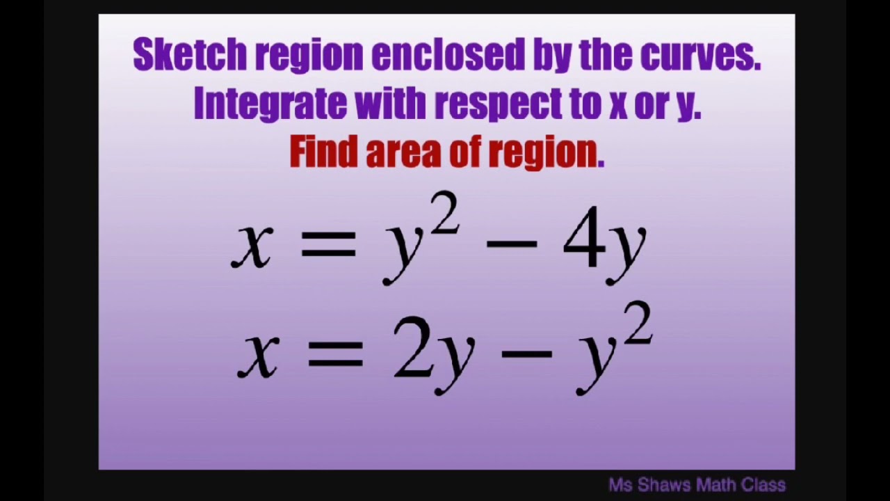 Sketch region enclosed by curves x = 2y-y^2 and x = y^2 -4y. Find area of region
