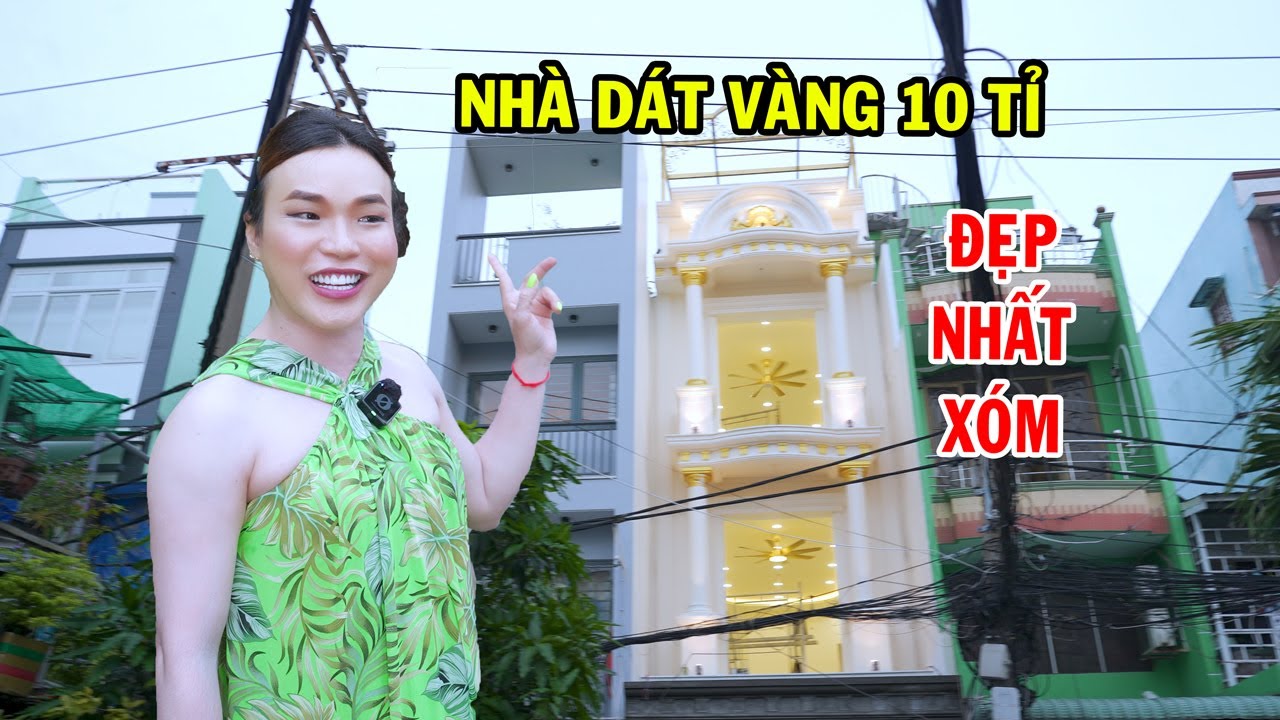 Cận cảnh Nh&agrave; d&aacute;t v&agrave;ng 10 tỉ của Ty Thy đẹp nhất x&oacute;m - Ty Thy Vlog Gỏi đu đủ
