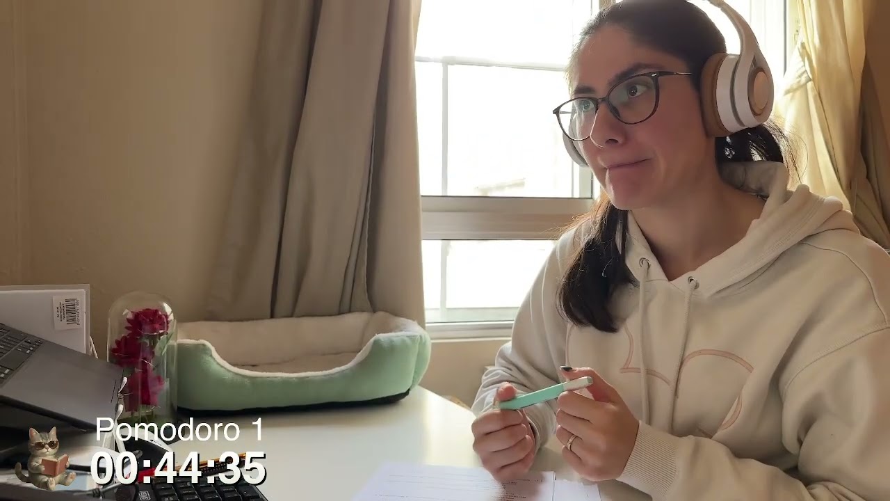 [ESP] 🍅 Pomodoro 50/10 | Estudiando con mi gato 🐾 | Música Hoguera