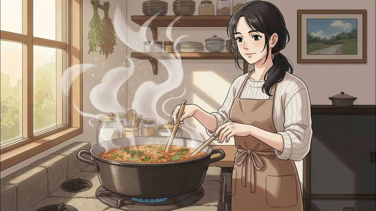 Cooking Soup While the Wind Moves the Trees Outside | Living in a Ghibli Scene 🌿#youtube #asmr 
