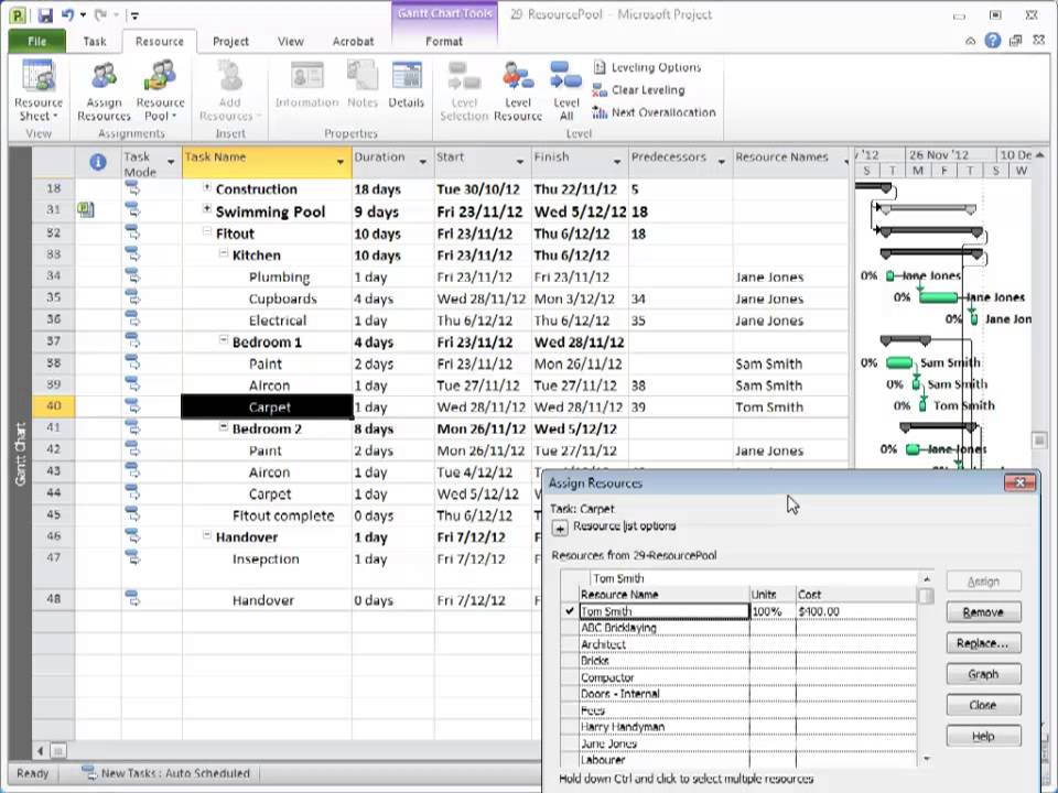 Microsoft Project 2010 Resource Pools