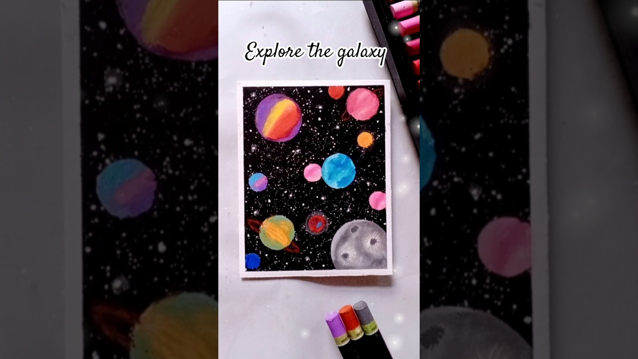 Easy oil pastel galaxy painting/Universe pastel drawing