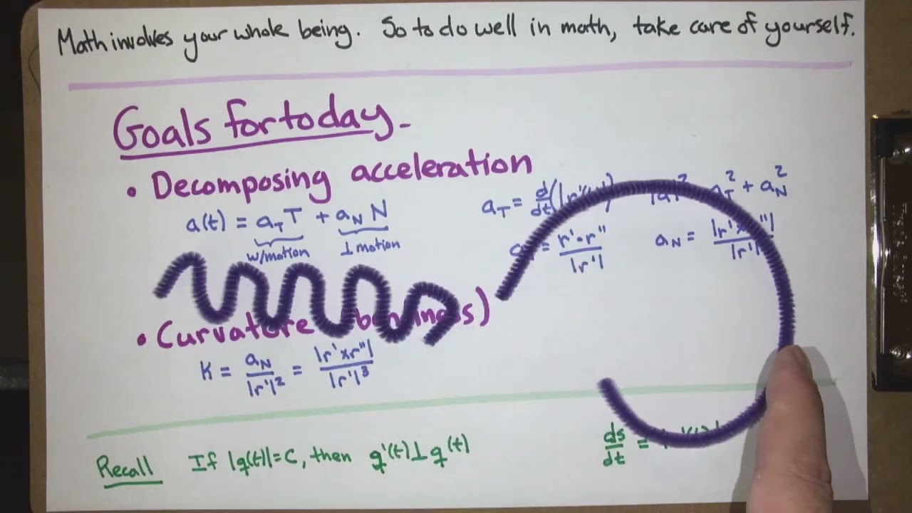 Decomposing acceleration and curvature (Calc 3; Lecture 1-11; Fall 25)