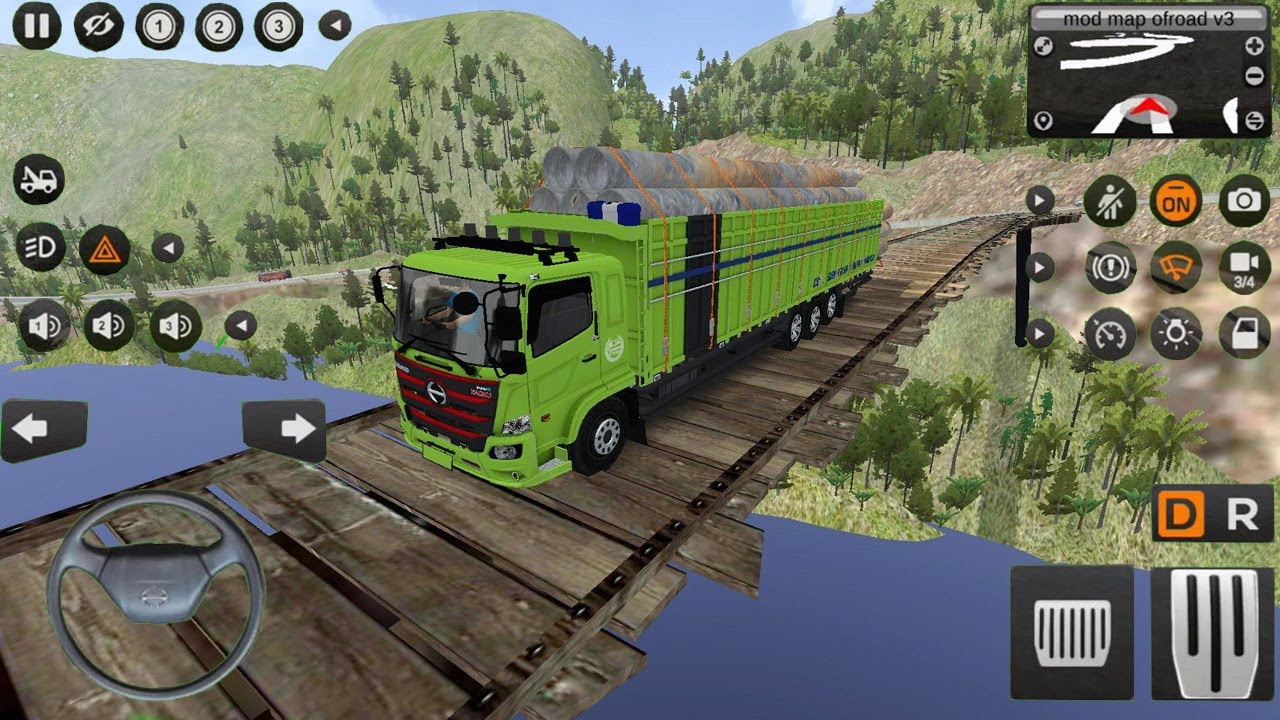 Melewati Jembatan Game Mobil Truk Tronton Panjang Hino 500 Oleng Muat Pipa Bussid Mobil Simulator