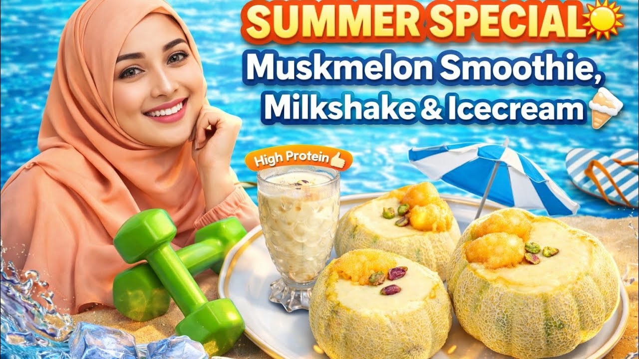Summer Special Muskmelon Smoothie | Protein Milkshake & Icecream Recipe 🍈☀️