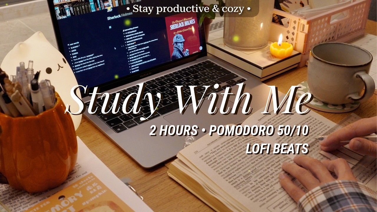 2-HR STUDY WITH ME ☕️ Calm Lofi Beats at Night [Pomodoro 50/10] 🎧 Music for Study