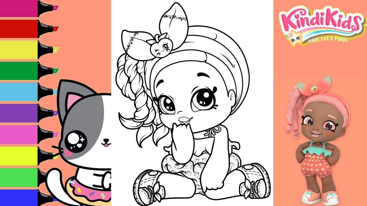 Coloring Shopkins Kindi Kids Summer Peaches Doll Coloring Book Page | Sprinkled Donuts JR