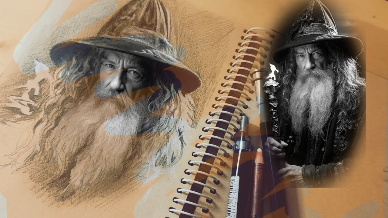 Gandalf Sketch with Pencil on Kraft Paper | LOTR Fan Art |fast drawing