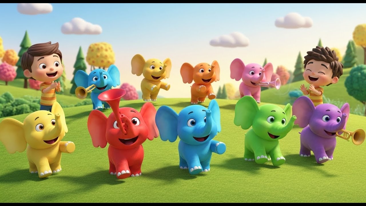 Seven Little Toy Elephants Trumpet Trumpet Trumpet | Fun Animal Sound & Counting Song---
