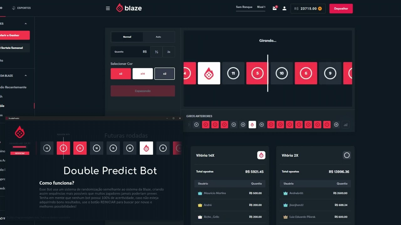 Rob&ocirc; da Blaze no Double (New Double Predict Bot for Blaze) de gra&ccedil;a FOR FREE