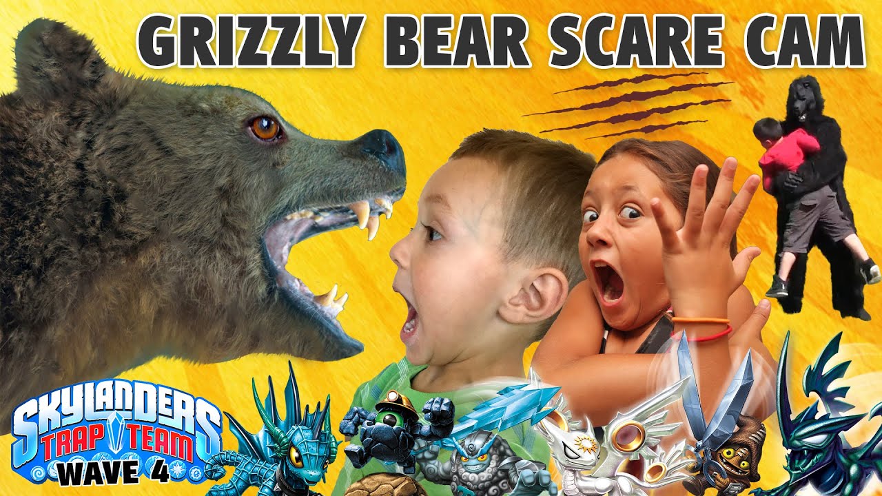 GRIZZLY BEAR SCARE CAM SURPRISE! Skylanders Trap Team Wave 4: Blackout, Spotlight, Short Cut, Echo +