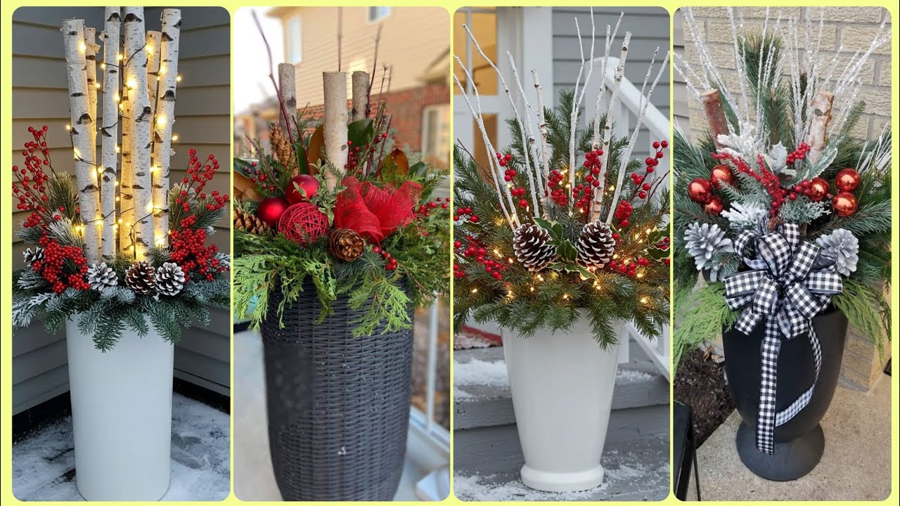 Elegant Christmas Outdoor Planters | Holiday Front Porch Decor#trending #viralvideo 