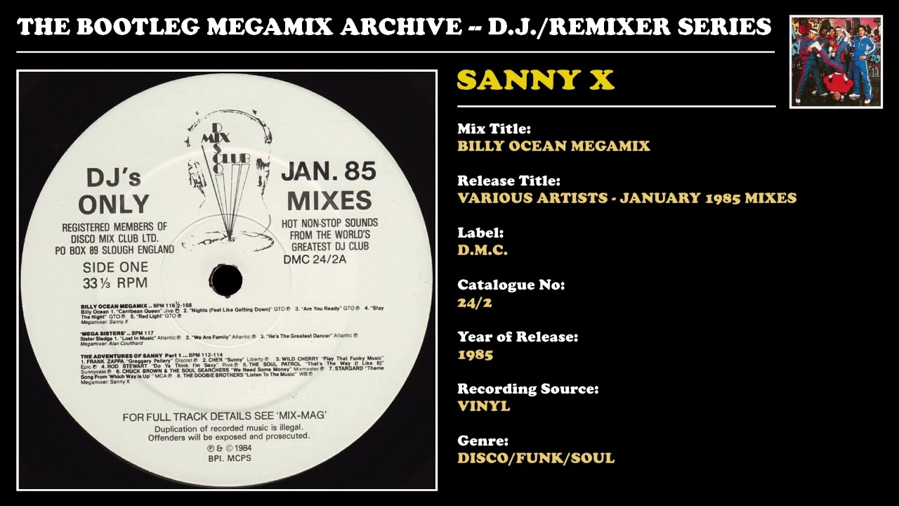 SANNY X * BILLY OCEAN MEGAMIX * D.M.C. Records 24/2 * 1985