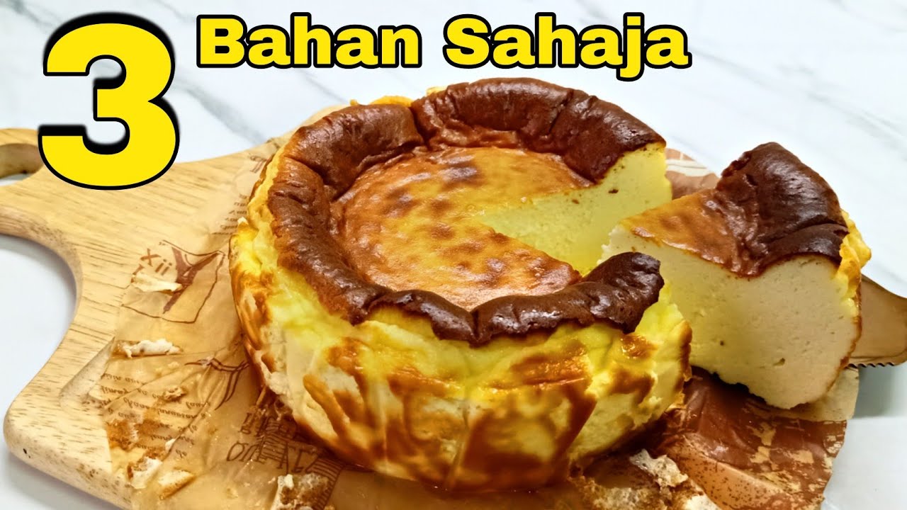 Resepi Basque Burnt Cheesecake [ 3 Bahan ] Anti Gagal | Resepi Basque Burnt Cheesecake Paling Simple