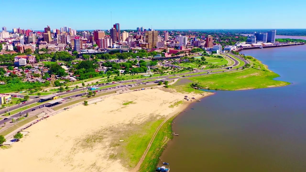Volando sobre costanera Asuncion Paraguay DRONE FOOTAGE
