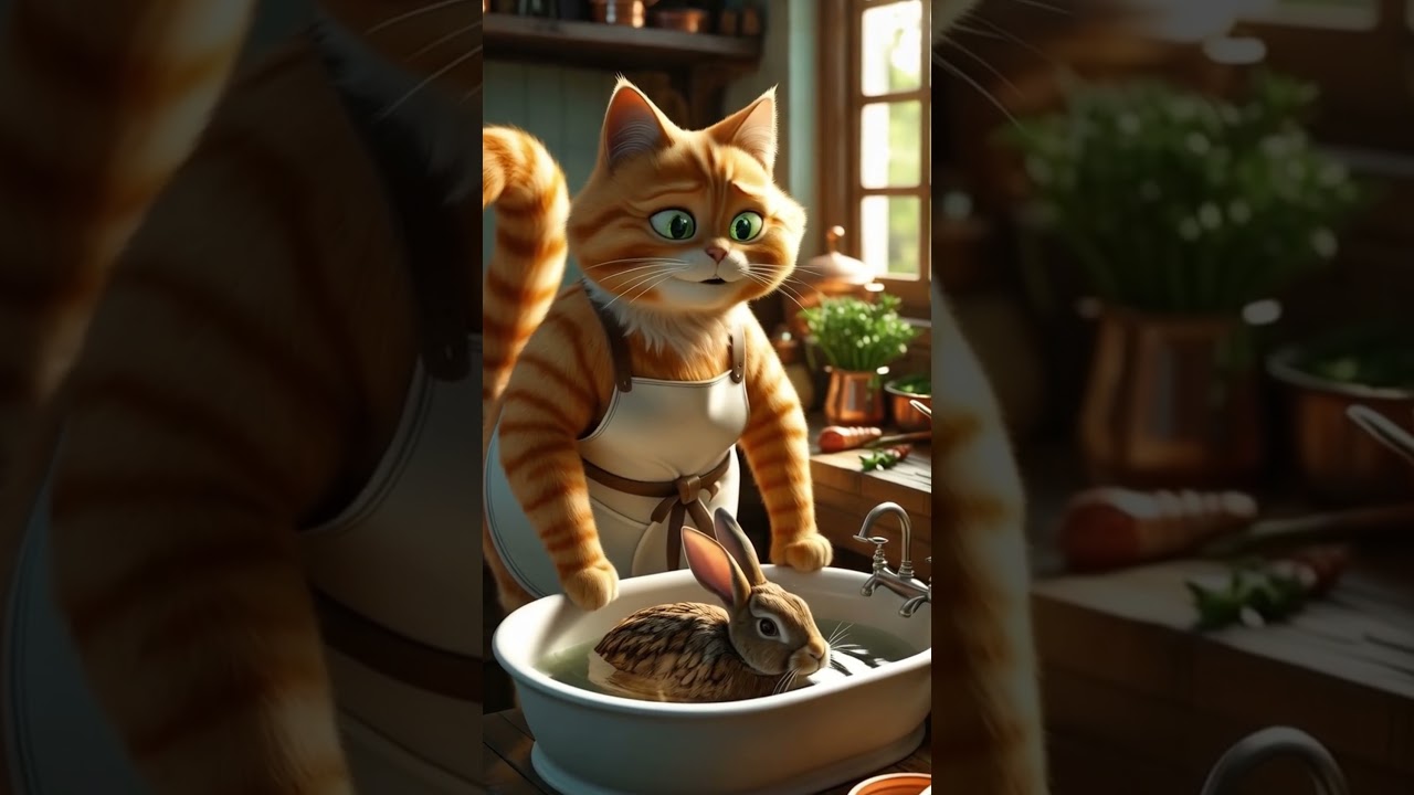 Wild Instincts: Cat Catches a Rabbit and Prepares a Feast