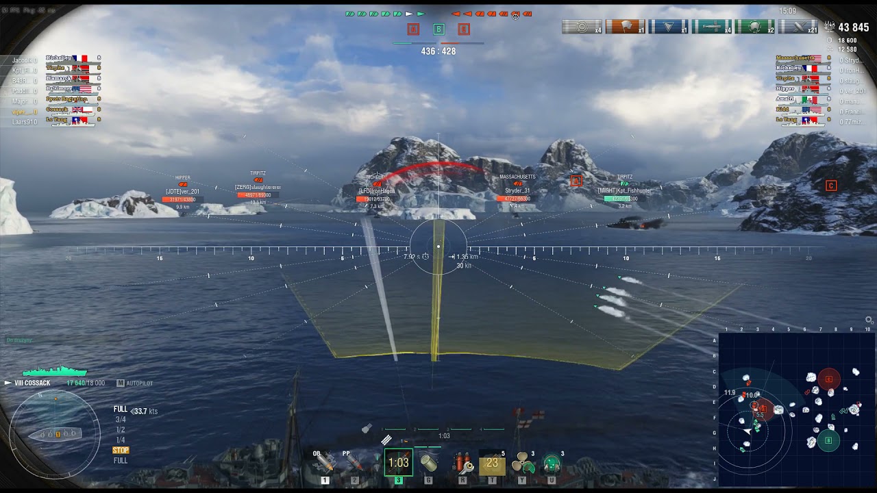 HMS Cossack 96 K dmg 3 kills 2165 exp Duży kaliber, Pierwsza krew